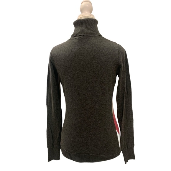 Esprit Vintage Charcoal Grey Argyle Lightweight Turtleneck Sweater Size XS - Picture 3 of 6